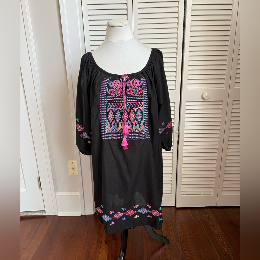 Primark black boho dress size Large